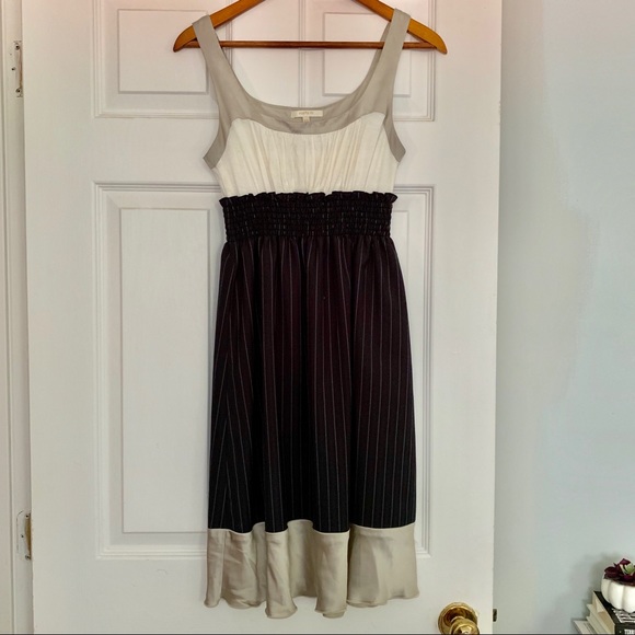 Cream silver navy pinstripe dress xs - Picture 1 of 5